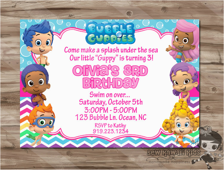 bubble guppies birthday invitation