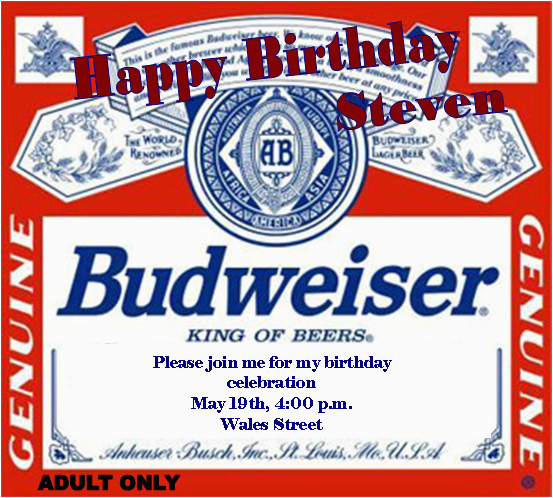 budweiser birthday invitations