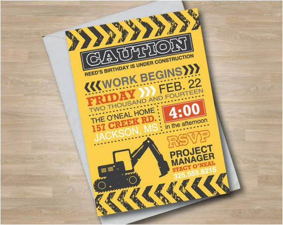 construction invitation birthday