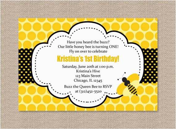 polka dot bumble bee birthday party invitations 15 00