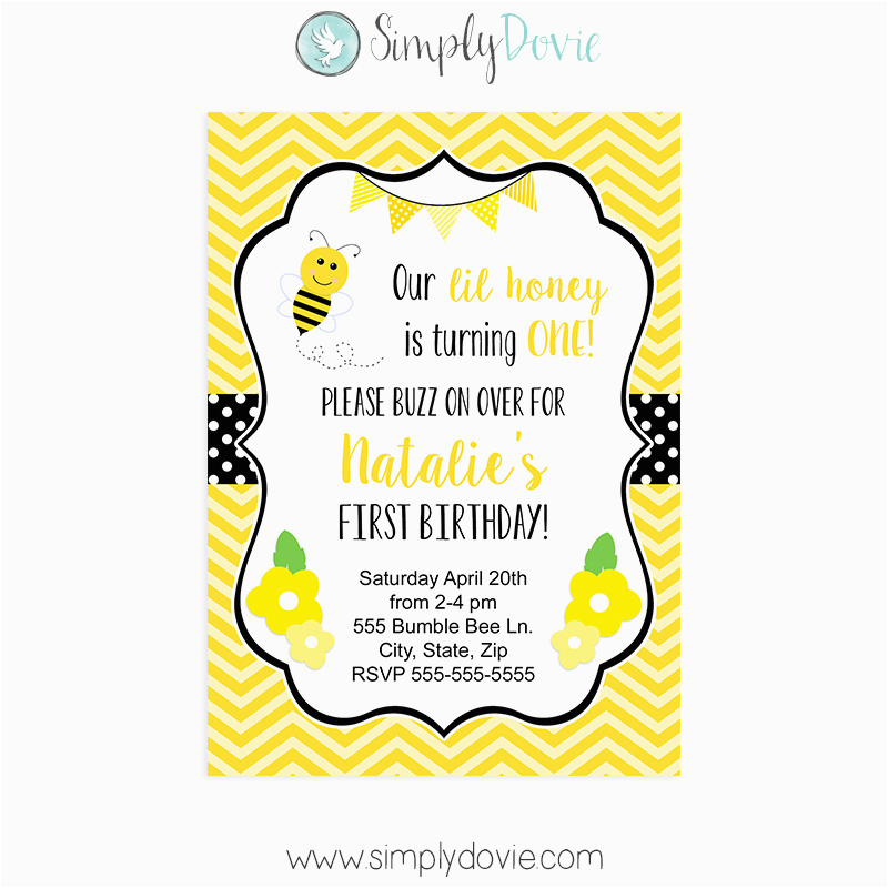 bumble bee birthday invitations