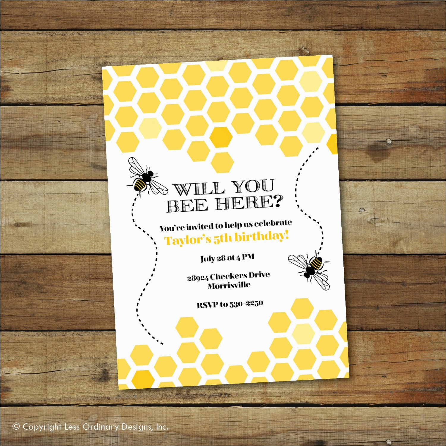 bumble bee birthday party invitation bee