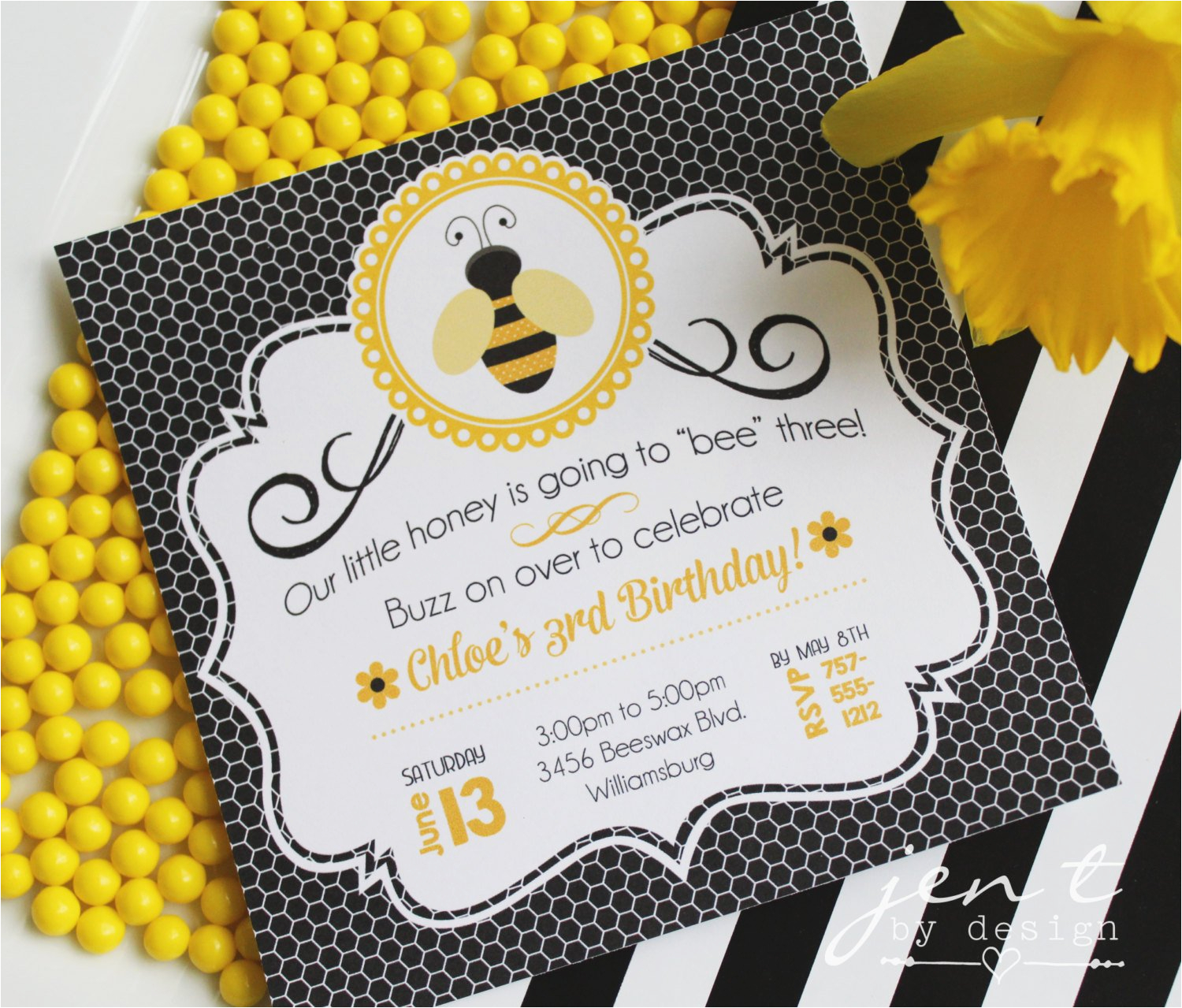 bumble bee party invitations