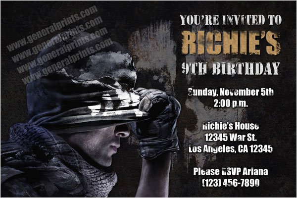 black ops birthday party invitations