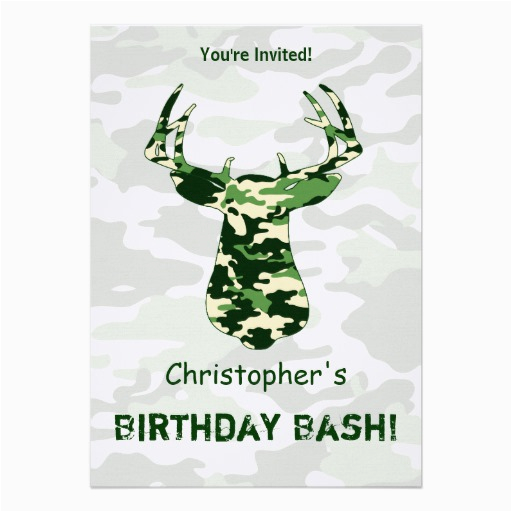 deer hunting camo buck 13 cm x 18 cm invitation card zazzle