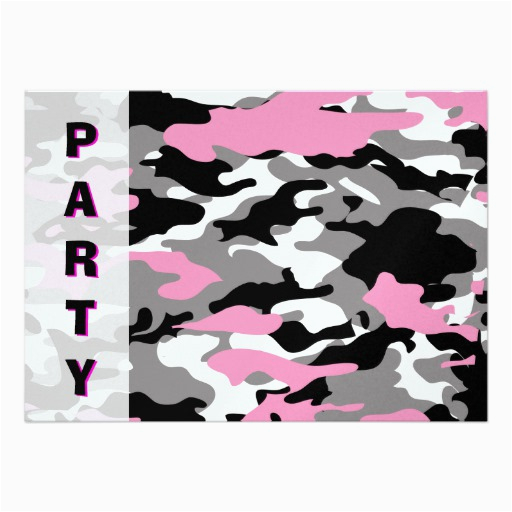 pink camo party invitation template 5 quot x 7 quot invitation