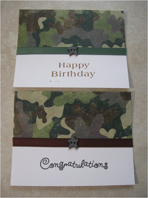 camo birthday and congrats cards