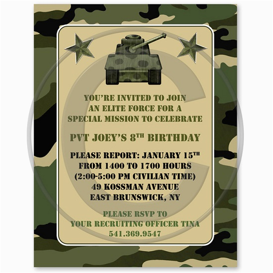 camo birthday invitations