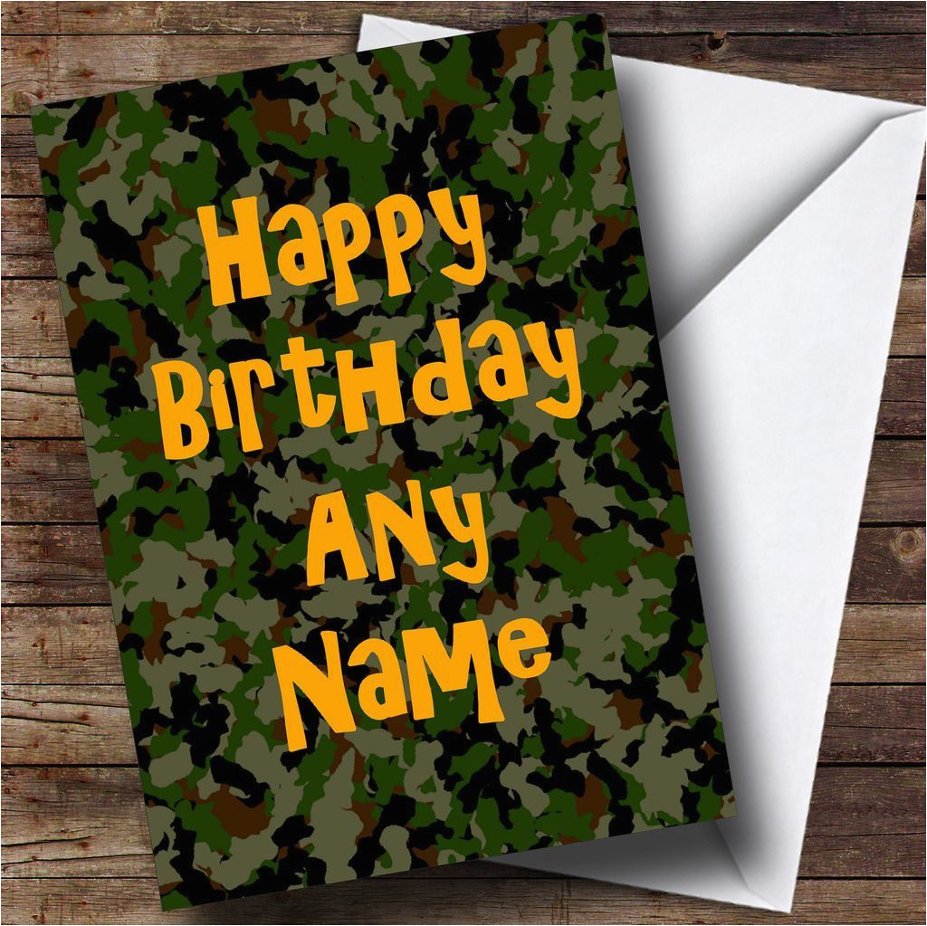 camouflage army soldier personalised birthday card the