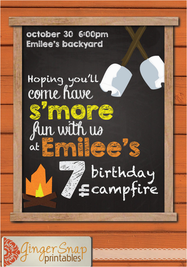 campfire birthday party invitation kids