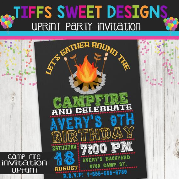 campfire bonfire invitation smores