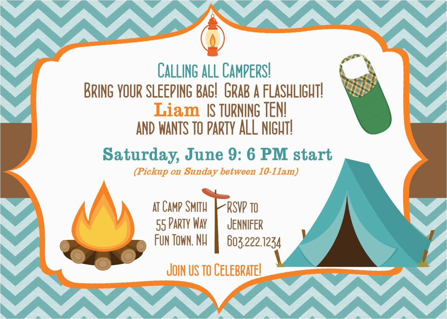 camping birthday party invitation