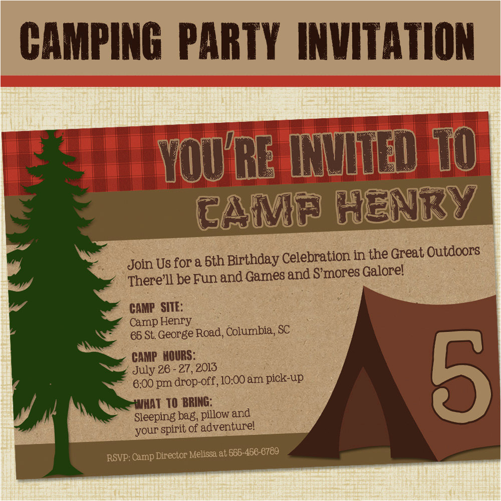 camping party invitations template