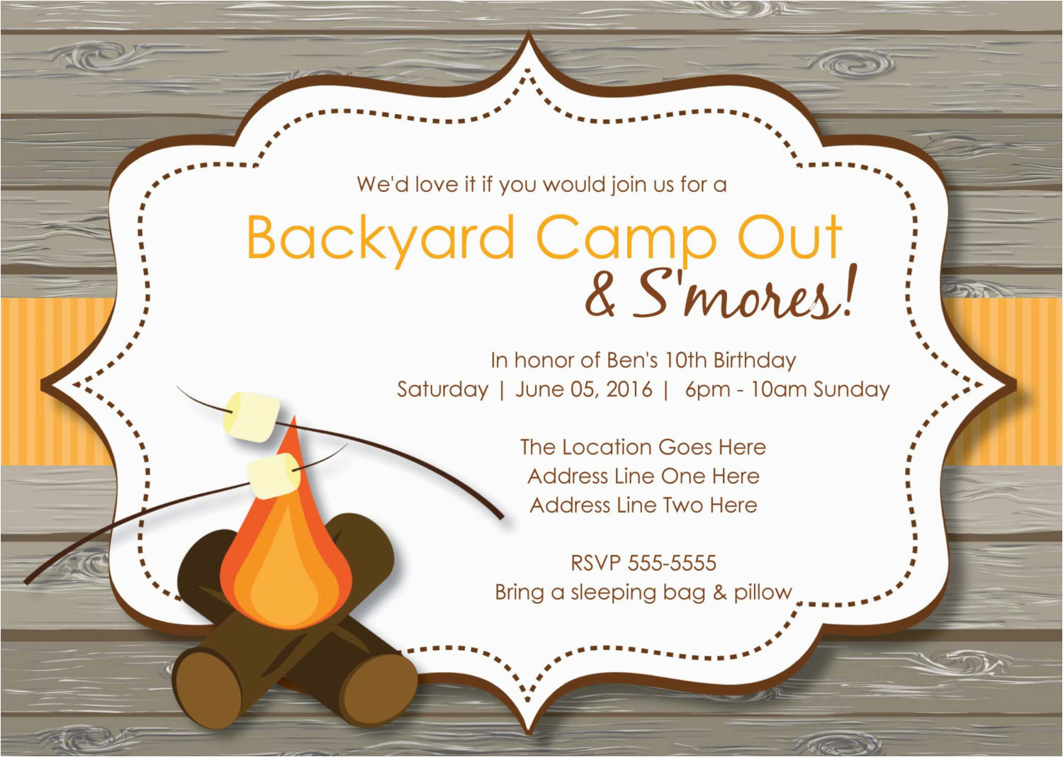 Campout Birthday Party Invitations Camp Themed Birthday Invitations 