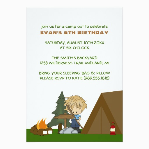kids camp out birthday party invitations 161395691991786370