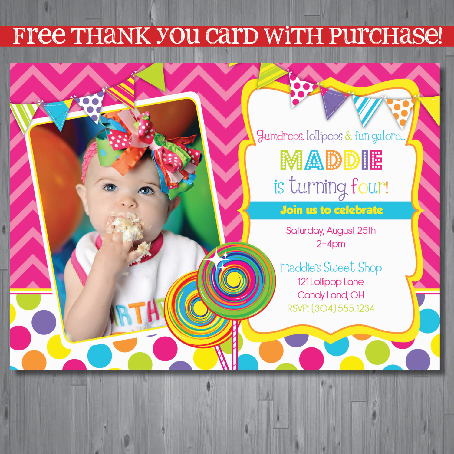 candy themed birthday party invitations