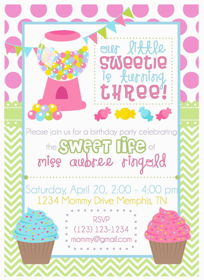 candy themed birthday party invitations