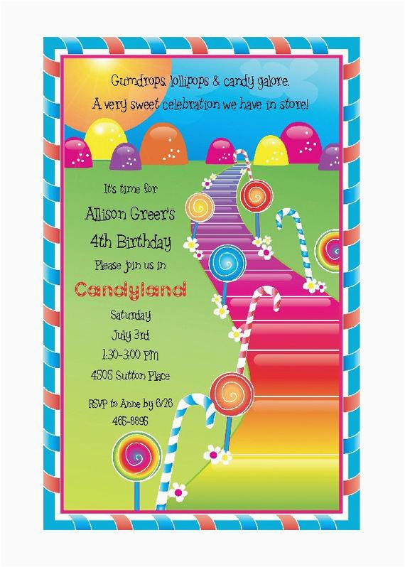 candyland theme party invitation candy