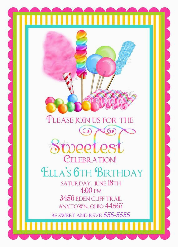 candyland birthday party invitations sweet shop