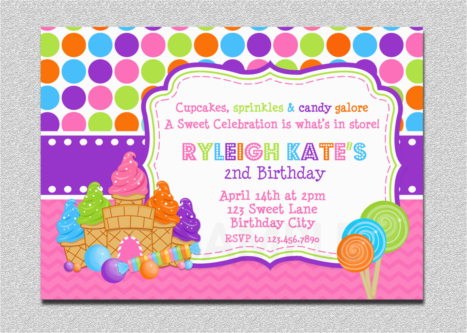 candyland birthday invitation sweet