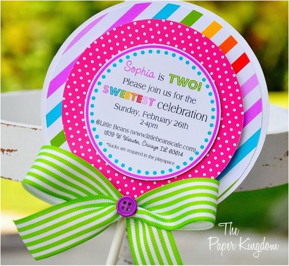 lollipop invitations candyland lollipop