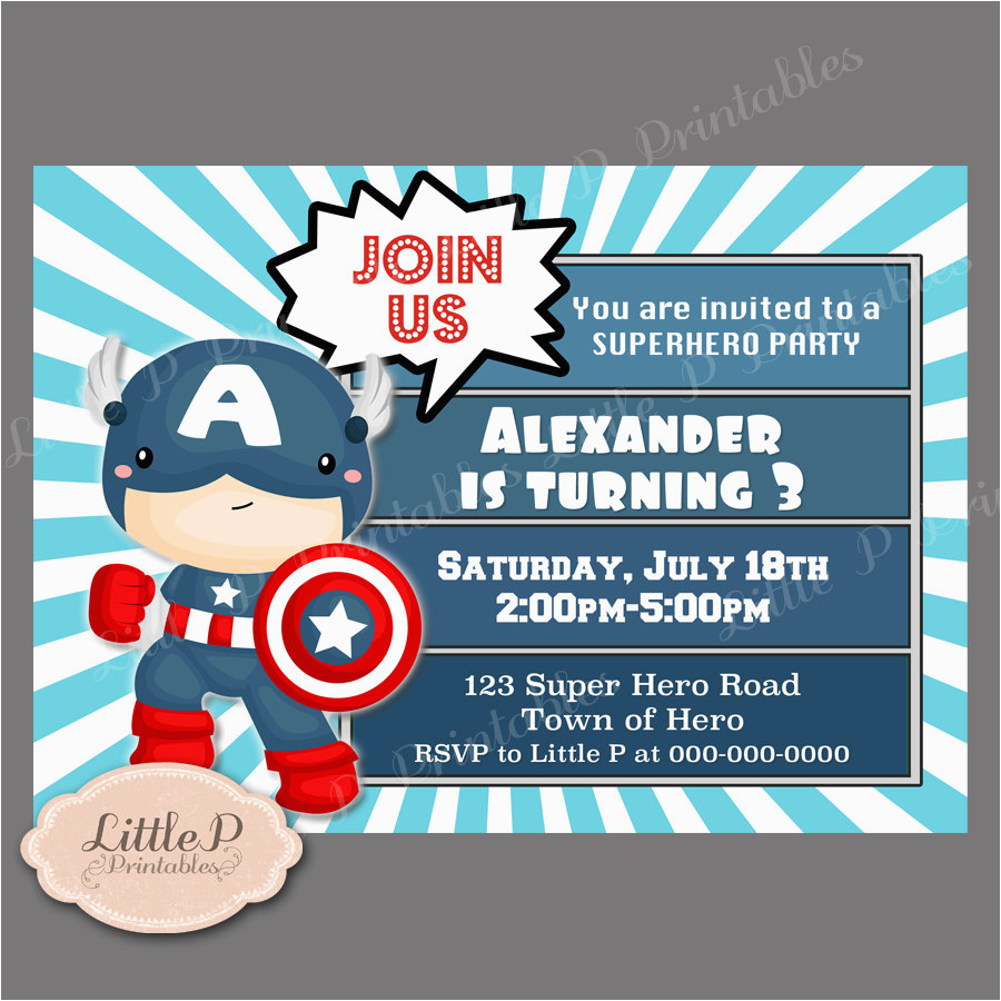 captain america birthday invitation