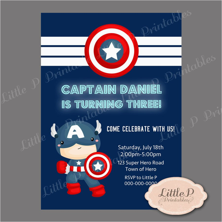 captain america birthday invitation