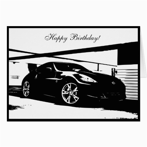 370z car themed birthday card zazzle