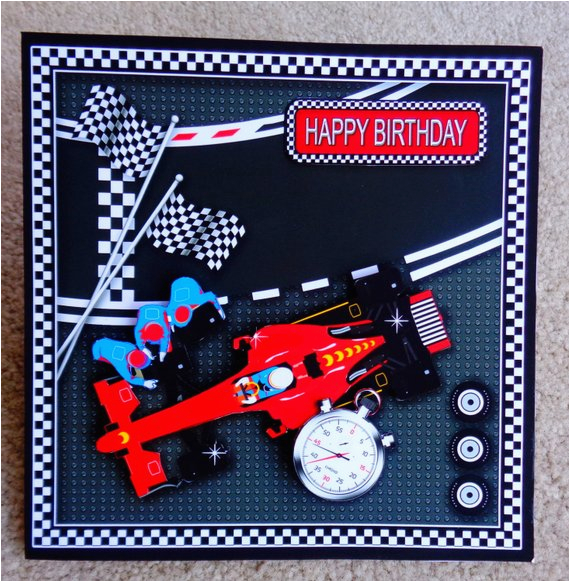 birthday red race car themed handmade 3d greeting card with