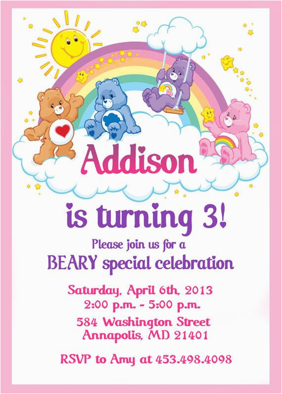 Care Bears Birthday Party Invitations 25 Best Ideas About Care Bear 