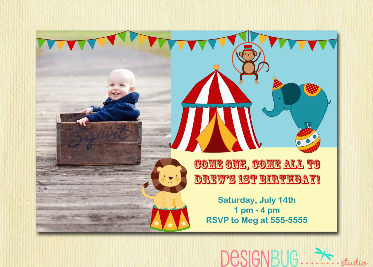 circus carnival birthday invitation