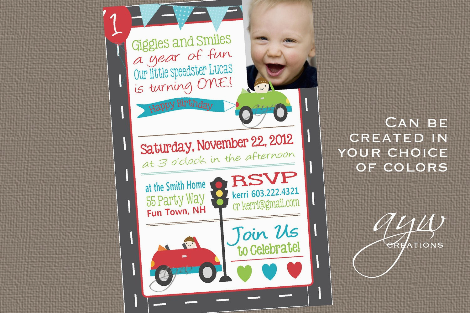 birthday party invitation cars first