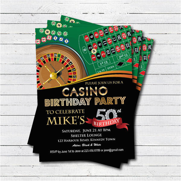 casino 50th birthday invitation adult