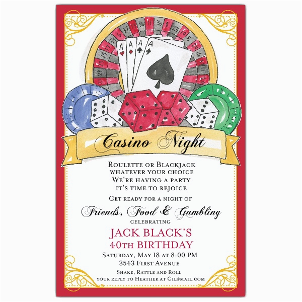 casino birthday invitations p 622 58 440ev