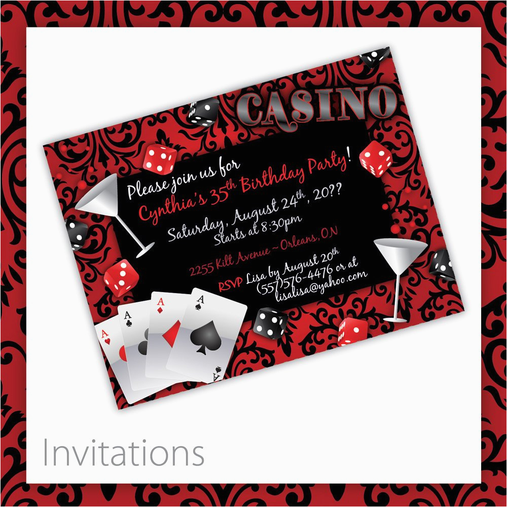 casino party invitations casino blush