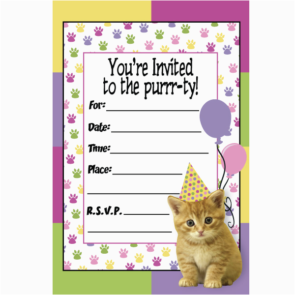 cat themed birthday invitations