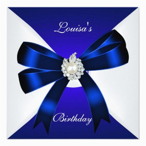 elegant birthday invite royal blue pearl white 18th