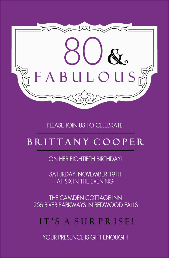 2 exceptional free printable 80th birthday invitations