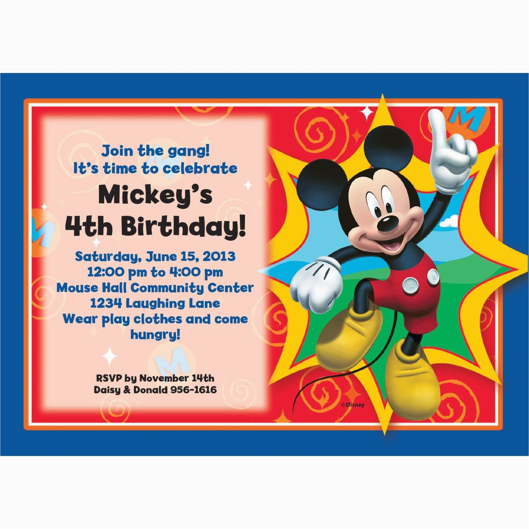 mickey mouse personalized invitation each discount