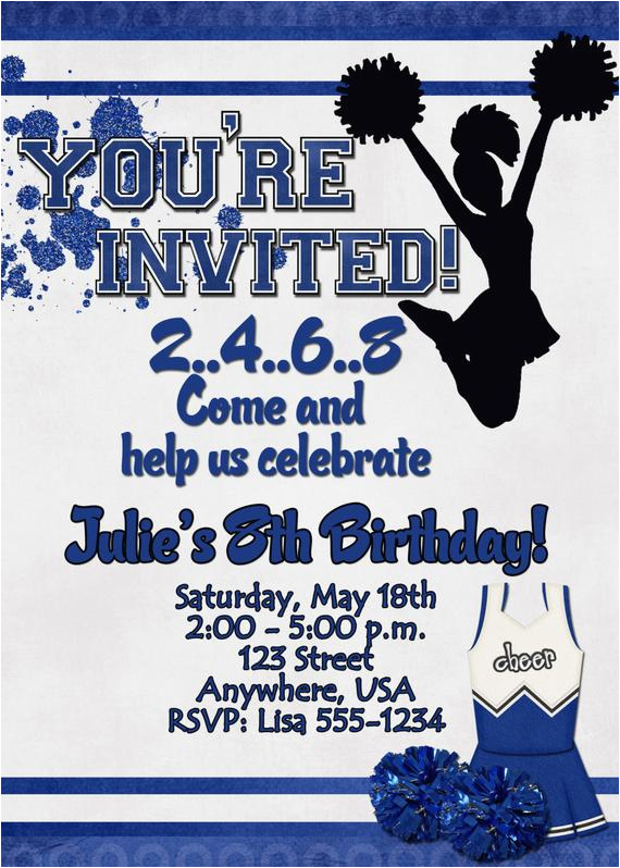 Cheerleading Birthday Invitations Cheerleading Birthday Party Invitation