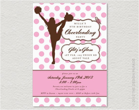 printable cheerleading party invitation