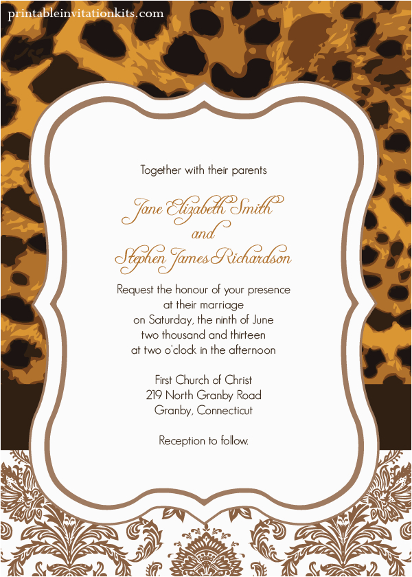 leopard print wedding invitation