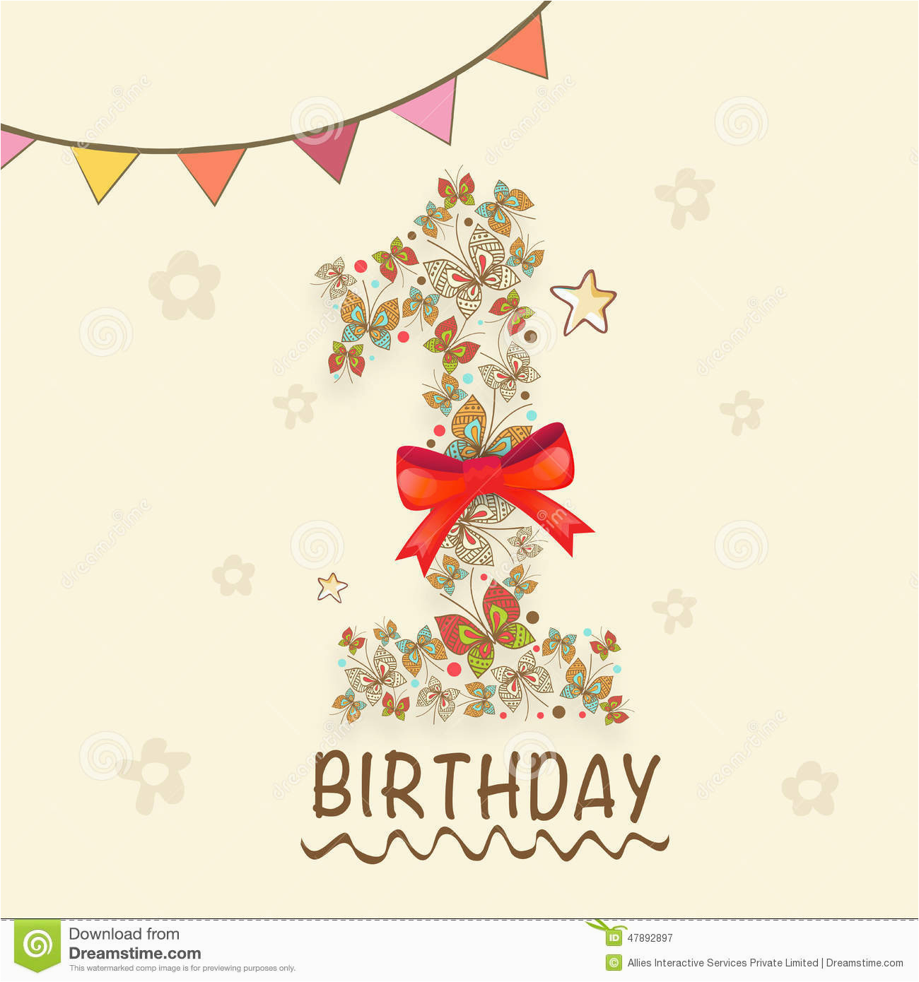 stock illustration st kids birthday invitation card greeting design beautiful decoration image47892897