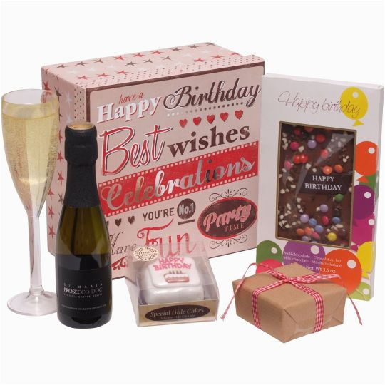 birthday gift box hamper for her prosecco and chocolate