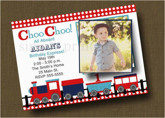 choo choo train birthday invitation with