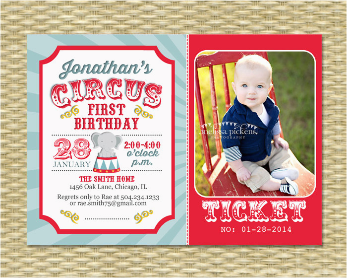 circus first birthday invitation circus