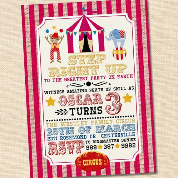 step right up circus party invitation