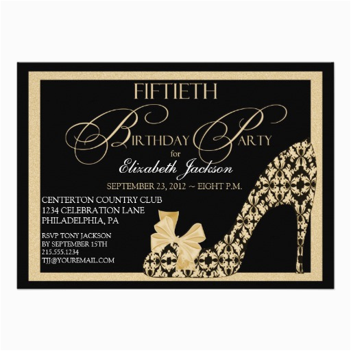 elegant 50th birthday damask shoe invitation 161572521105243826