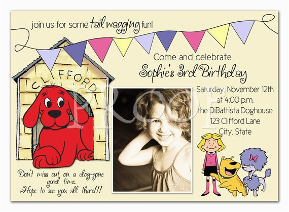 clifford big red dog birthday invitation