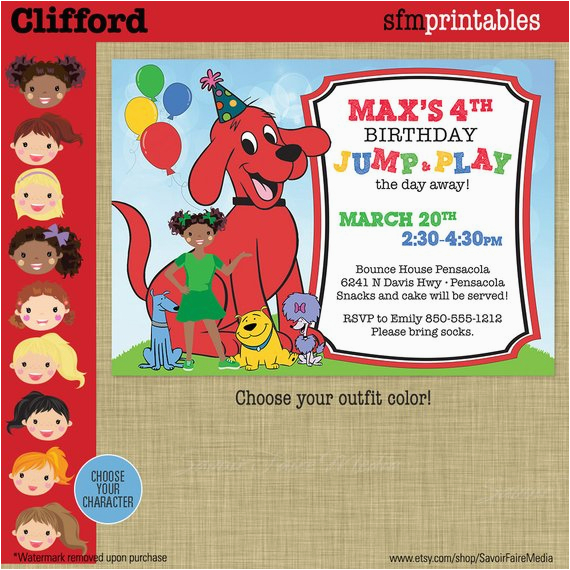 clifford birthday invitation big red dog